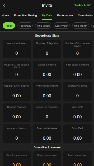 Y999 invite and referral screen