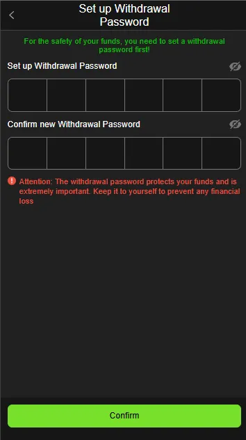 Y999 withdraw screen